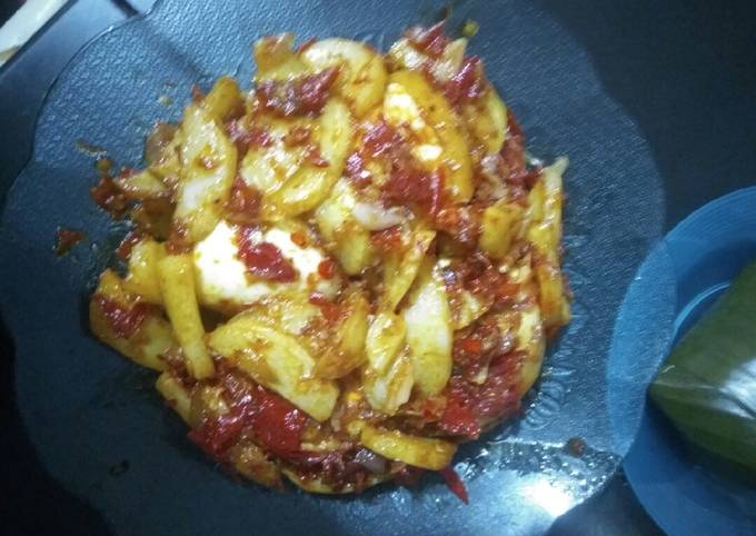 Telur kentang sambel geprek