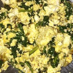 Stir fry spinach with cottage cheese A picture of Stir fry spinach with cottage cheese.