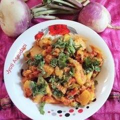 A picture of Spicy mashed Turnip Recipe 😋😋(shalgam Bharta).