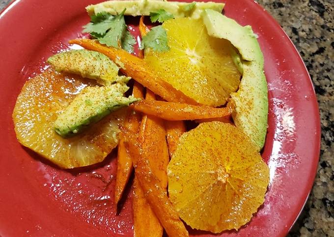 Recipe of Super Quick Homemade Roasted Carrot, Orange &amp; Avocado Salad