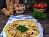 Omelet udang jamur sayuran