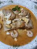 Filetes de merluza en salsa de gambas