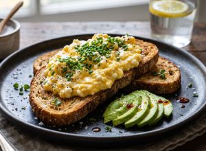 Una foto de 🍳 Tostadas con Huevos Revueltos Nivel Dios (35g de Proteína y Textura Cremosa)