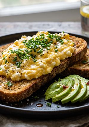 Una foto de 🍳 Tostadas con Huevos Revueltos Nivel Dios (35g de Proteína y Textura Cremosa)