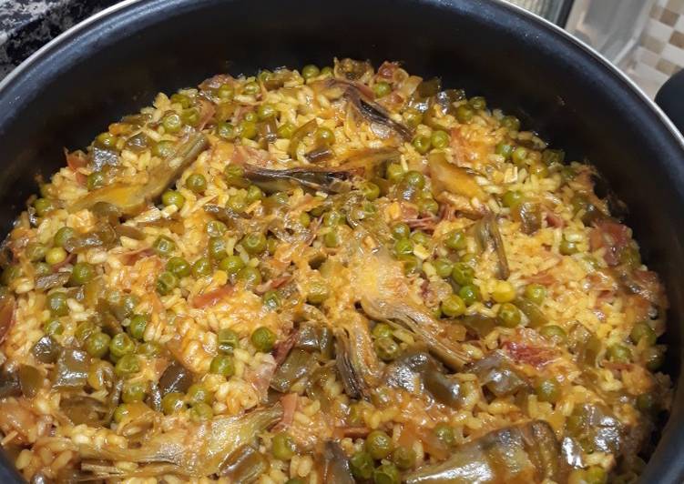 Arroz con verduras y jamón serrano