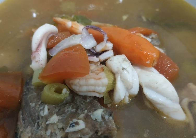 Mudah Cepat Memasak Sop seafood asam segar Nikmat Lezat