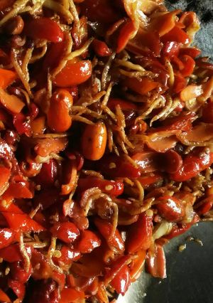 Foto resep Tumis kulit melinjo plus terii pedaass mantaap