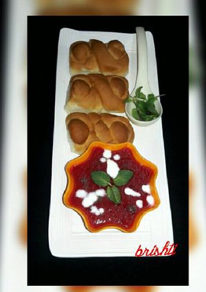 A picture of Creamy Colourful soup.