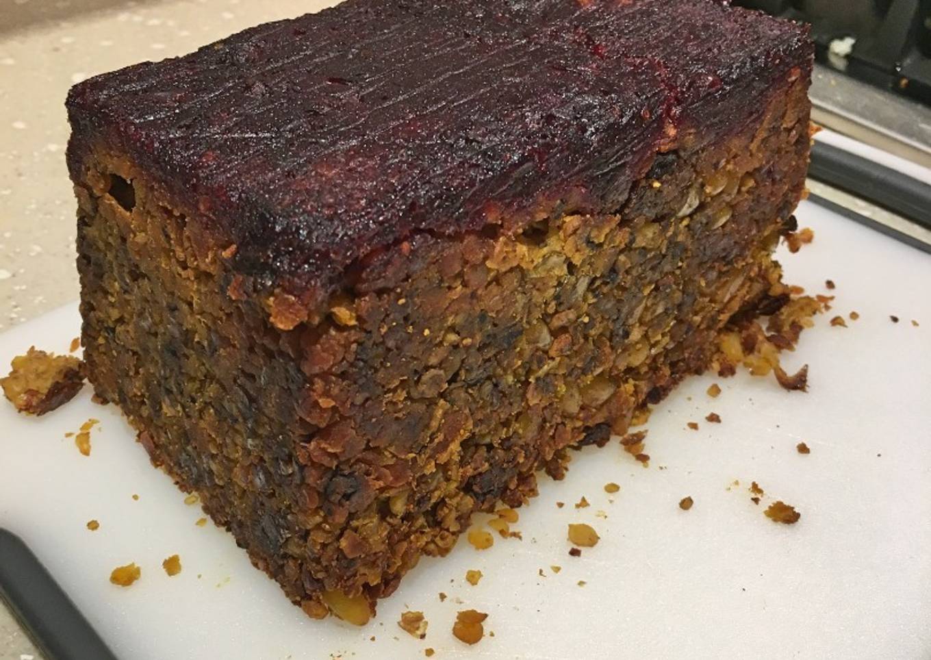 Cranberry Sauce Topped Nut & Lentil Roast