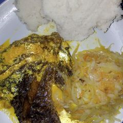 A picture of Fish stew with milk.