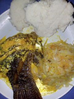 A picture of Fish stew with milk.
