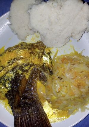 A picture of Fish stew with milk.