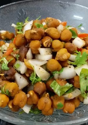 A picture of Sprouted Kala Chana Chaat (Black Chickpea Chaat).