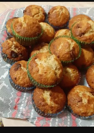 Banános muffin csokidarabokkal recept fotója