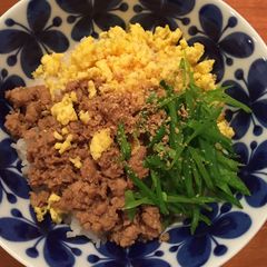A picture of Tori Soboro Don - Chicken on Rice 鶏そぼろ丼 -can make Gluten Free.