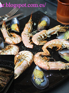 Una foto de Gambas flambeadas con mejillones