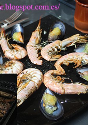 Foto principal de Gambas flambeadas con mejillones