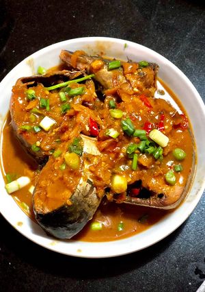 Hình của món Cá ngừ kho miso.