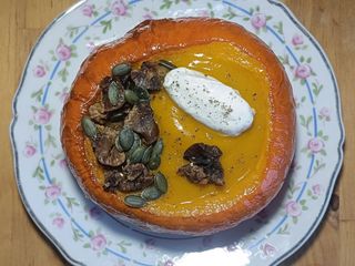 Soupe de potimarron châtaigne Chantilly de chèvre