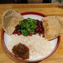 A picture of Beetroot and chickpea coconut curry.