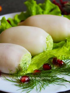 Фото Фаршированный кальмар. ПП рецепты.
