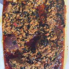 A picture of Egusi with bitter leave.