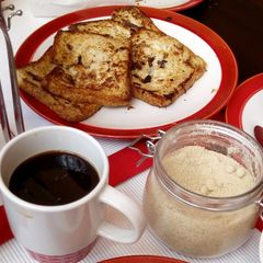 A picture of Toast bread and coffee.