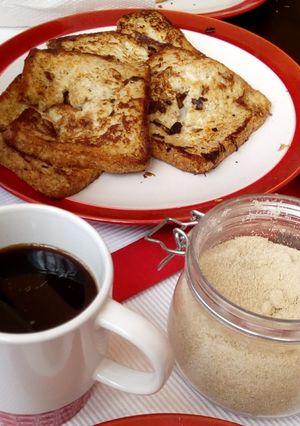 A picture of Toast bread and coffee.