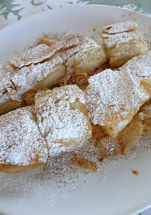 A picture of Bougatsa with Custard.