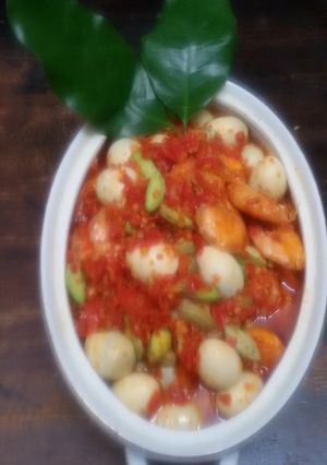 Foto resep balado udang ,telur pakai pete 