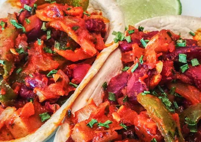 Flame-Roasted Bell Pepper and Seitan Chili Taco Boats (Vegan)