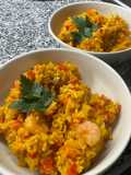 Paella/Arroz integral con camarones y pollo