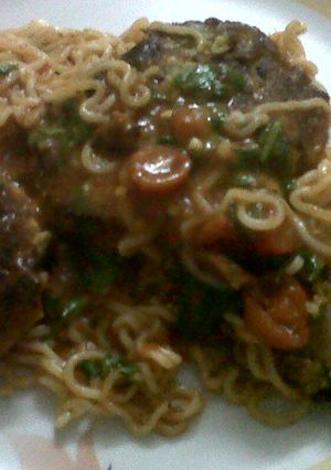 A picture of Meatless Metaballs with Maggi.