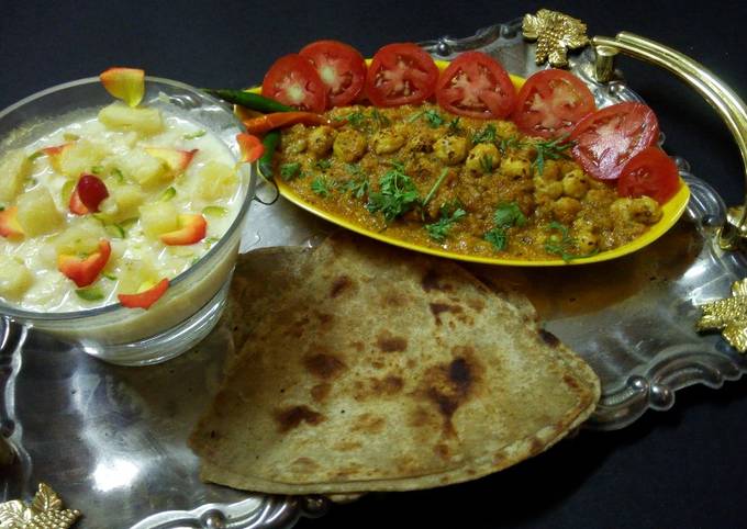 Pineapple basundi,mava makhana,parantha with salad