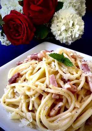 Una foto de Spaghetti carbonara