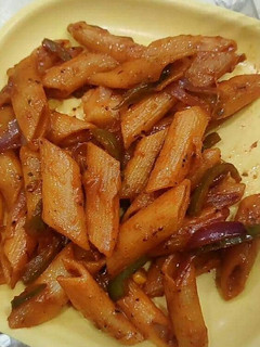 A picture of Red sauce pasta.