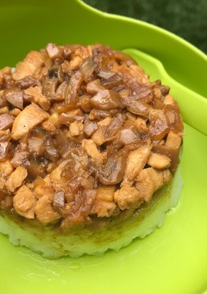 Foto resep Nasi tim ayam jamur
