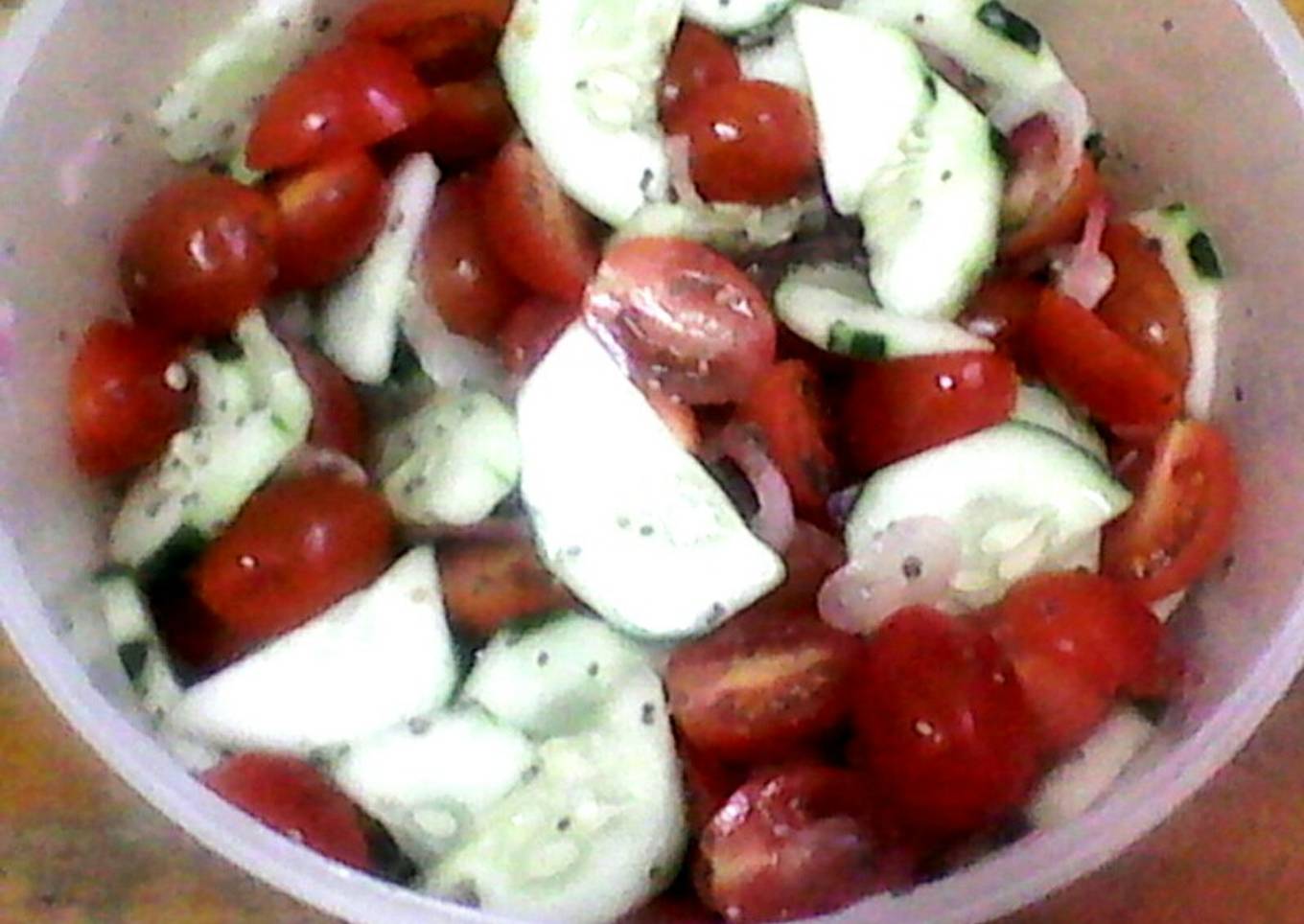 Cucumber Tomato Salad with Lemon Chia Seed Dressing