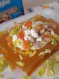 Ensalada de pasta brick con queso y mahonesa de aguacate
