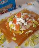 Ensalada de pasta brick con queso y mahonesa de aguacate