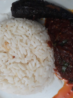 A picture of Rice with native stew.