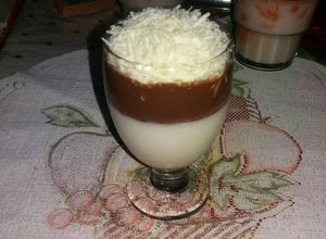 Foto resep Puding Susu Vla cokelat topping Keju