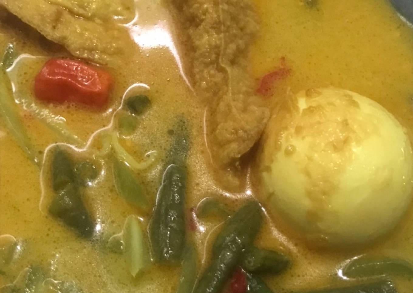 Sayur kuning kacang panjang, labusiam plus tahu telor