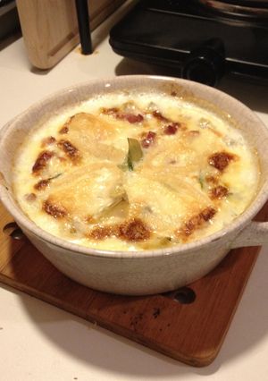 Une photo de Gratin de côtes de blettes au lard et au Munster