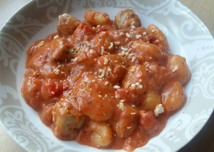 Recipe of Any-night-of-the-week Vickys Creamy Tomato Sausage & Gnocchi, GF DF EF SF NF