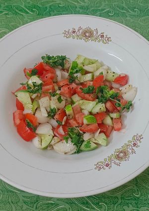 A picture of Fresh Arabic Cucumber Tomato Salad.