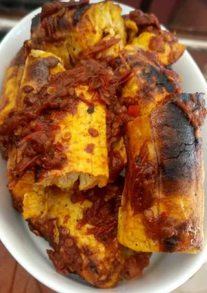 A picture of Bole with pepper sauce.
