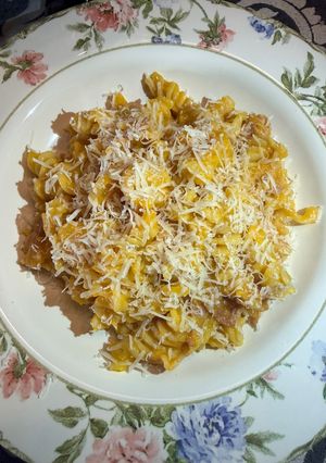 Una foto de Pasta con salsa de calabaza y roquefort