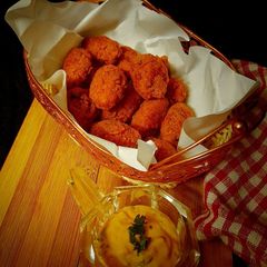 Crispy chicken popcorn A picture of Crispy chicken popcorn.