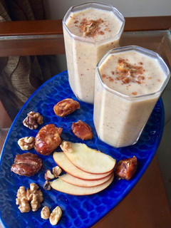 A picture of Sugar free Apple, Dates and Walnut milk shake.